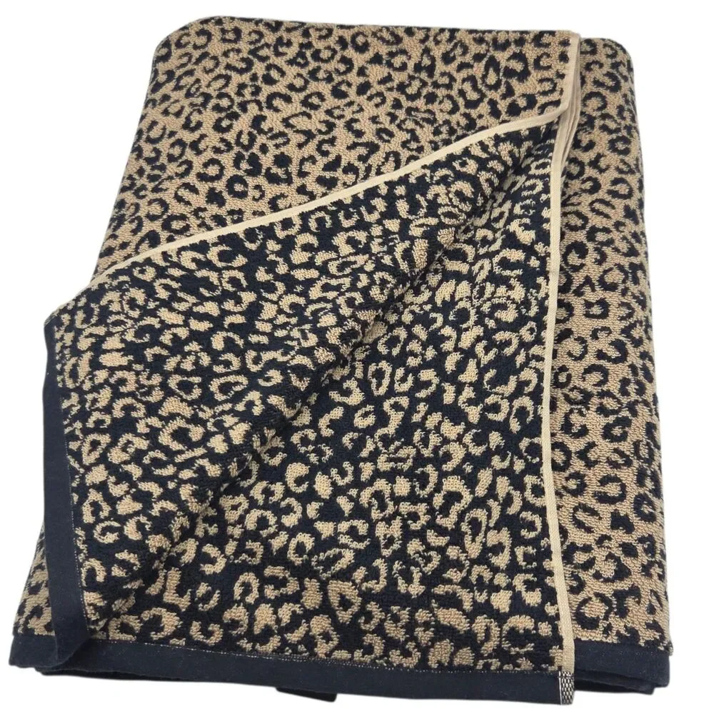 Rachel Zoe Leopard Print Oversized Beach Towel 40x70 Tan Black Quick Dry